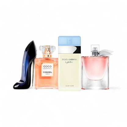 Combo de 4 perfumes - Good Girl, Coco Mademoiselle, Lancôme, Light Blue