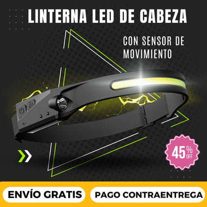 Linterna Led De Cabeza Recargable Con Sensor De movimiento